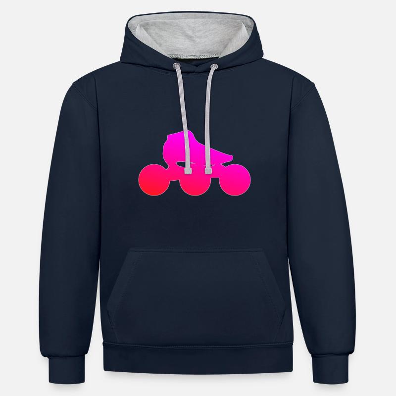 Rose de patinage de vitesse - Sweat à capuche contrasté - bleu marine/gris chiné