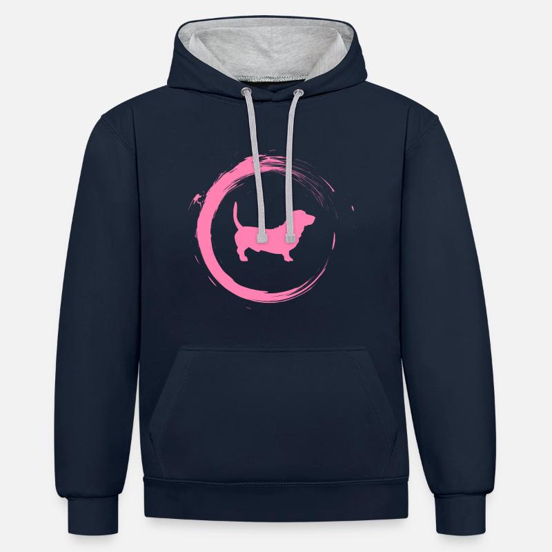 teckel - Sweat à capuche contrasté - bleu marine/gris chiné