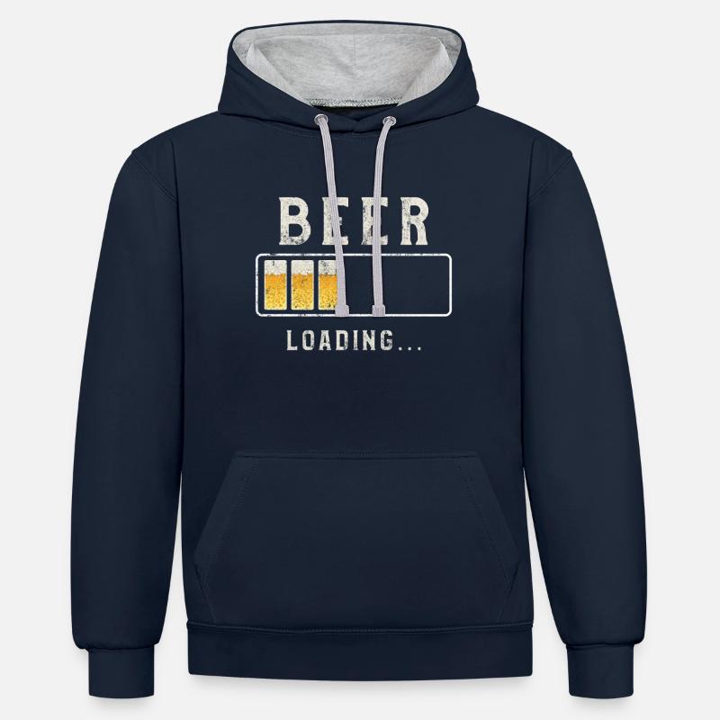 beer loading - Kontrast-Hoodie - Navy/Grau meliert