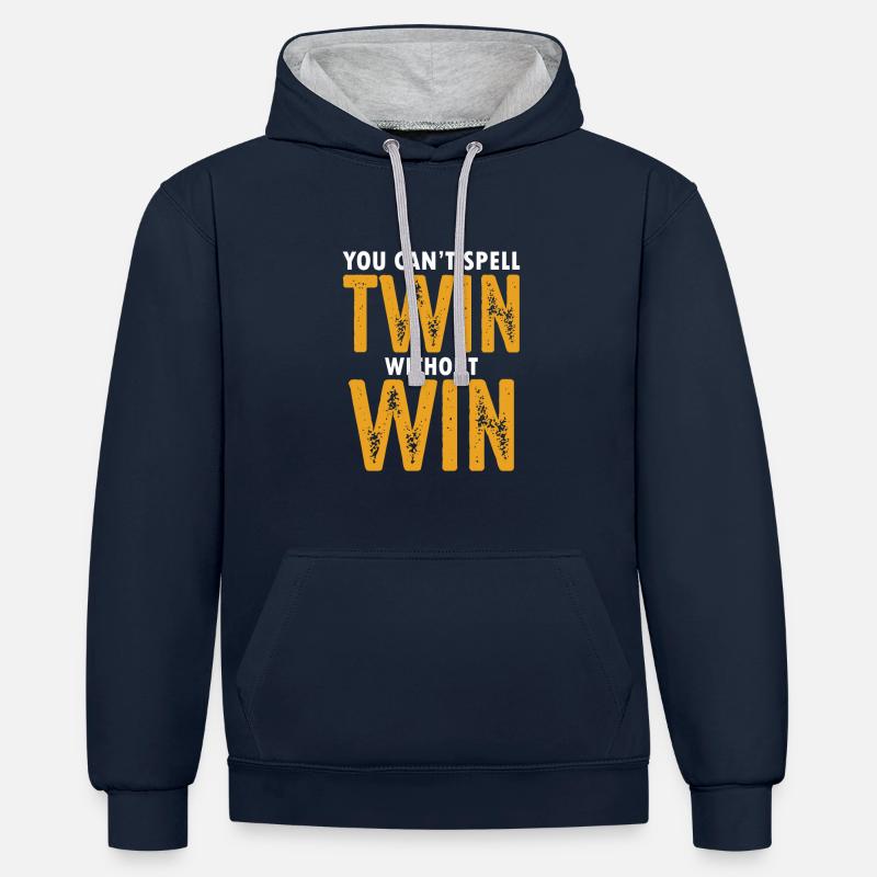 Les jumeaux gagnent toujours! - Sweat à capuche contrasté - bleu marine/gris chiné