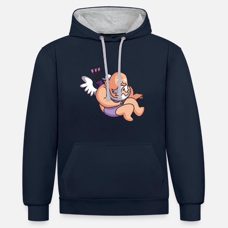 Ange drôle - Sweat à capuche contrasté - bleu marine/gris chiné