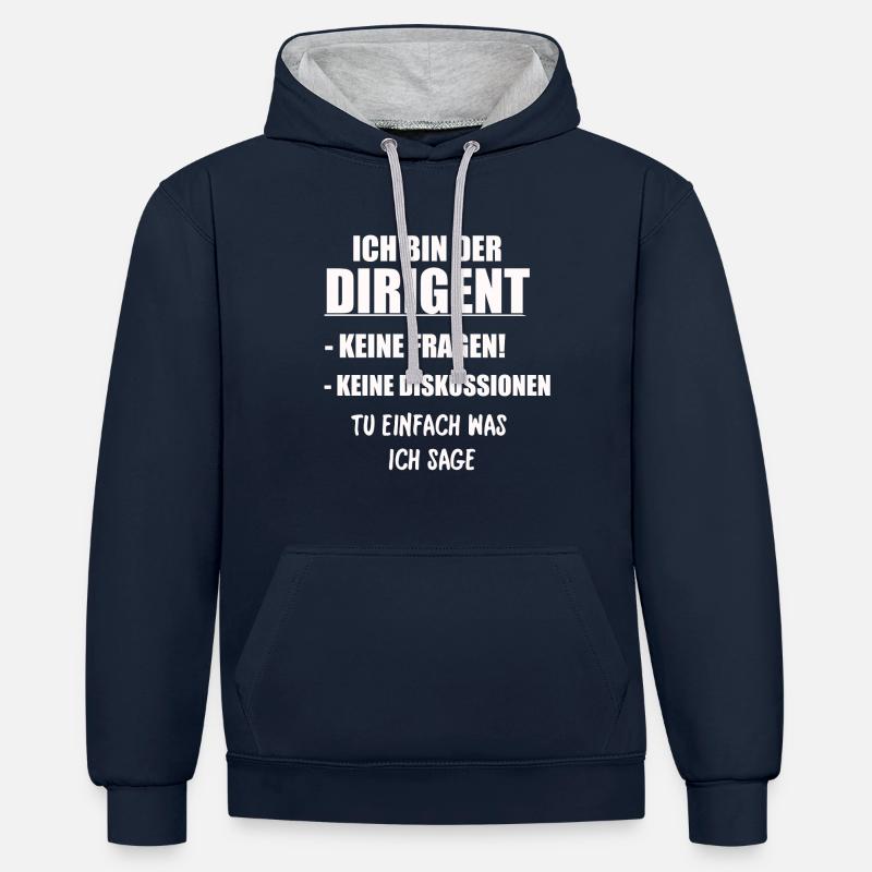 ICH BIN DER DIRIGENT - Kontrast-Hoodie - Navy/Grau meliert