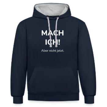 Mach ich - Kontrast-Hoodie - Navy/Grau meliert - Vorne - Nico (186cm)