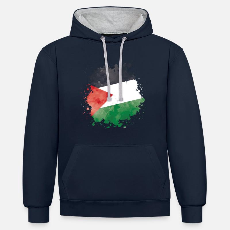 drapeau de palestina blob palestine - Sweat à capuche contrasté - bleu marine/gris chiné