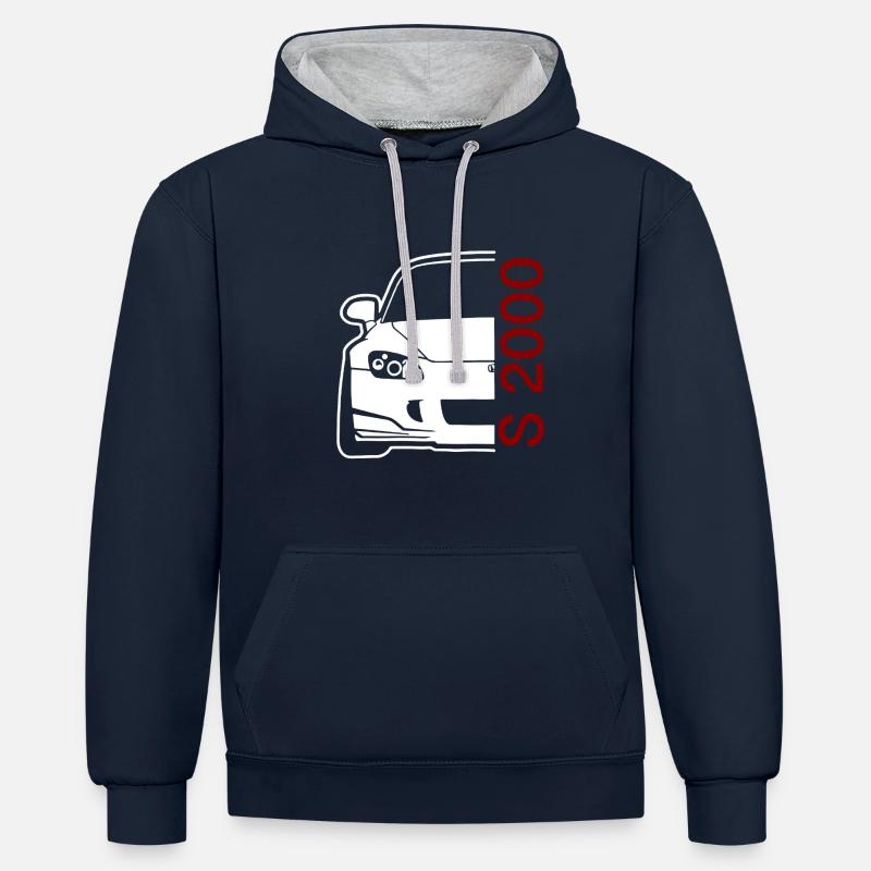Voiture S 2000 - Sweat à capuche contrasté - bleu marine/gris chiné