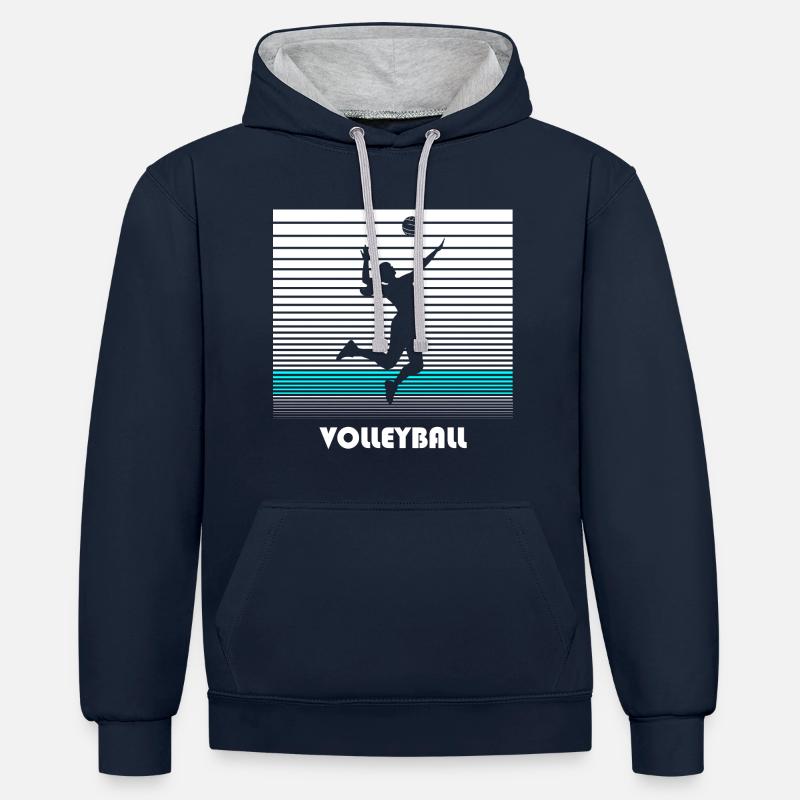 Volleyballerin - Sweat à capuche contrasté - bleu marine/gris chiné