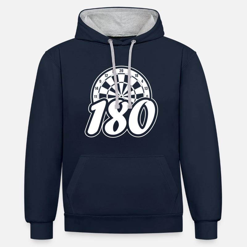 180 jeux de fléchettes - Sweat à capuche contrasté - bleu marine/gris chiné