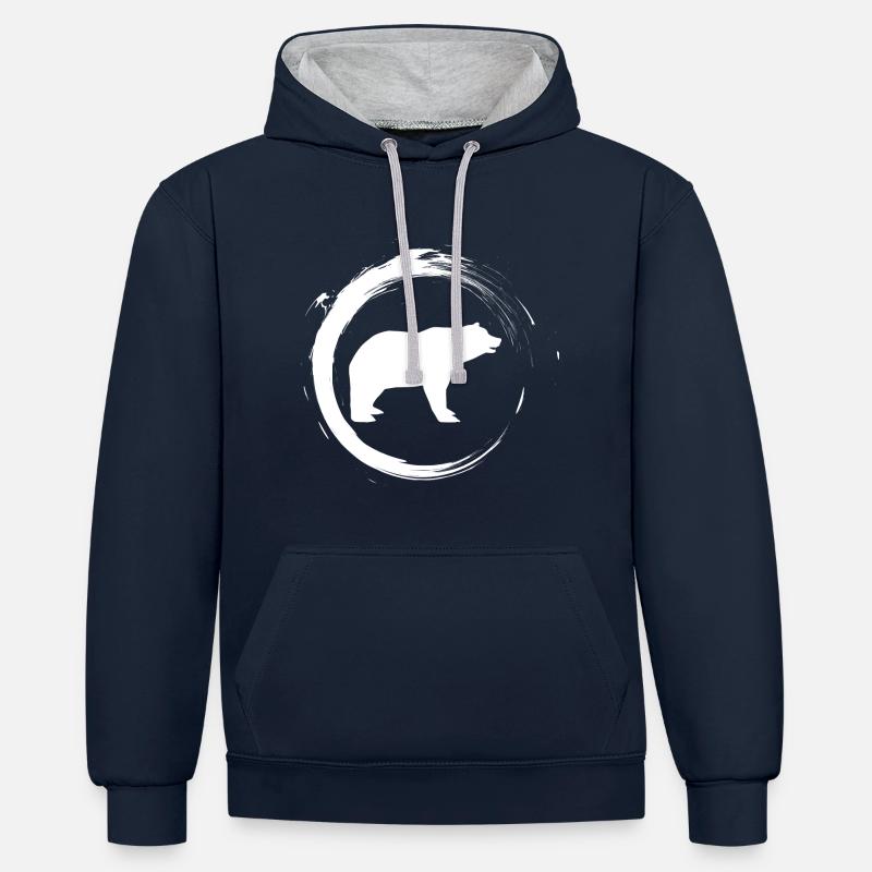 Polar Bear - Sweat à capuche contrasté - bleu marine/gris chiné