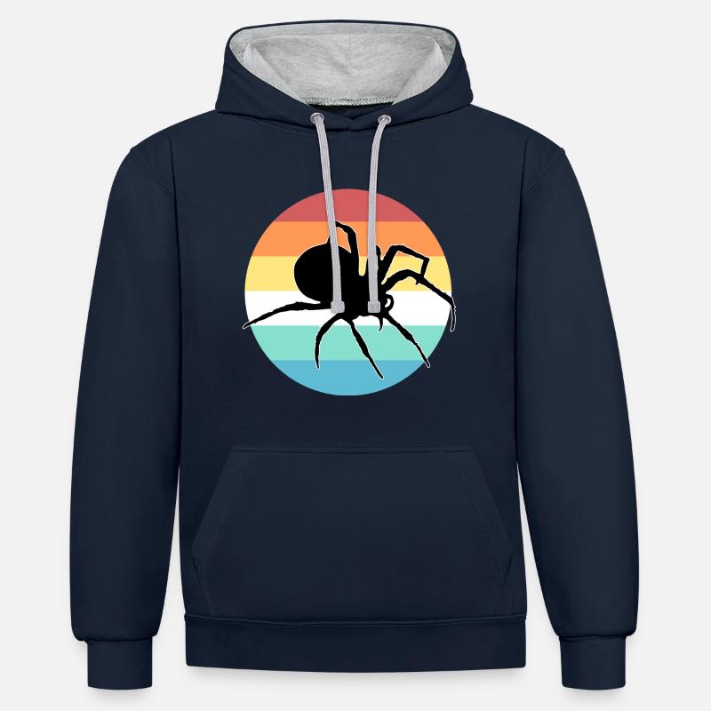 araignée - Sweat à capuche contrasté - bleu marine/gris chiné