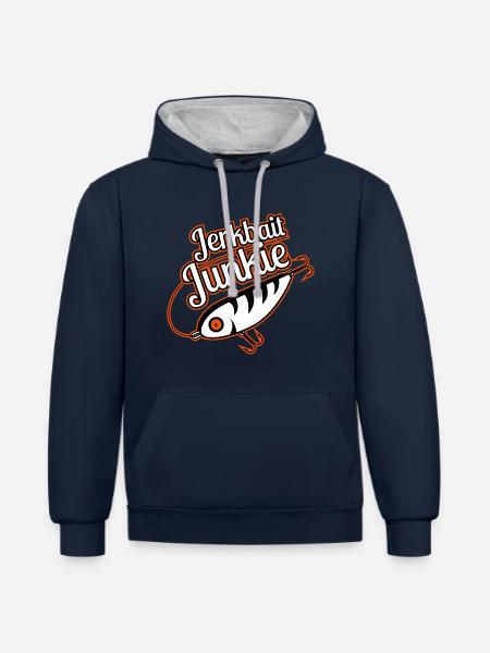 Jerkbait Junkie Fishing Shirt - Contrast hoodie - navy/heather grey