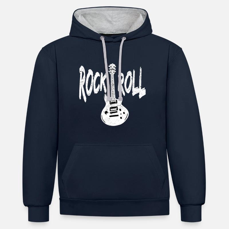 Rock N Roll Musique - Sweat à capuche contrasté - bleu marine/gris chiné
