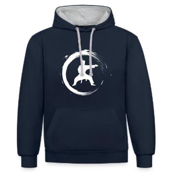 Karate - Kontrast-Hoodie - Navy/Grau meliert - Vorne - Nico (186cm)