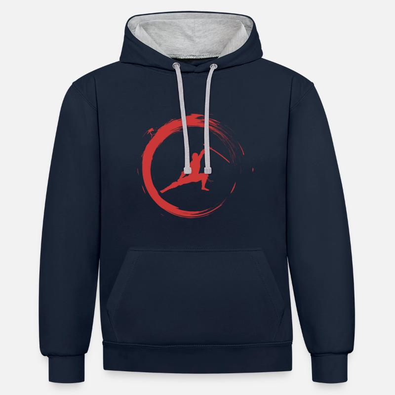 Ninja - Sweat à capuche contrasté - bleu marine/gris chiné