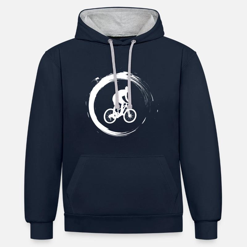 vtt - Sweat à capuche contrasté - bleu marine/gris chiné