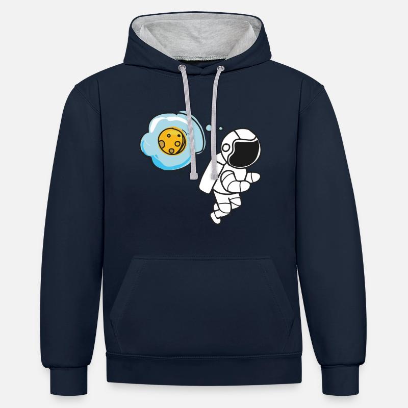 Astronaut Thoughts - Sweat à capuche contrasté - bleu marine/gris chiné