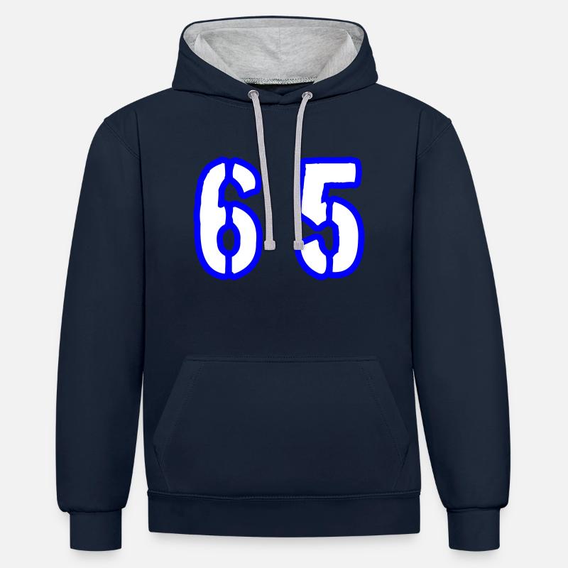 65 Symbole numérique - Sweat à capuche contrasté - bleu marine/gris chiné