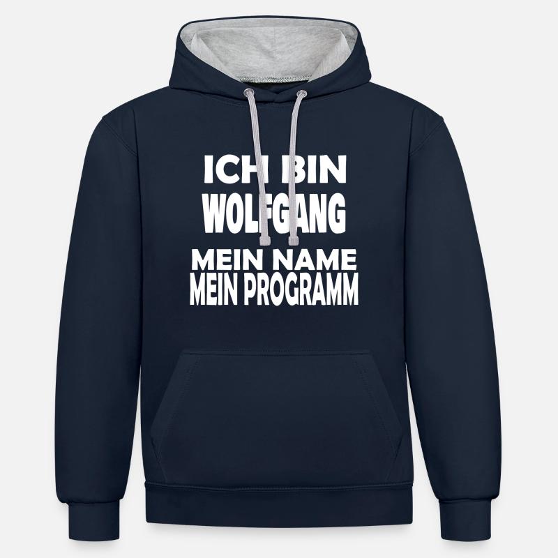 Programm Name WOLFGANG - Kontrast-Hoodie - Navy/Grau meliert