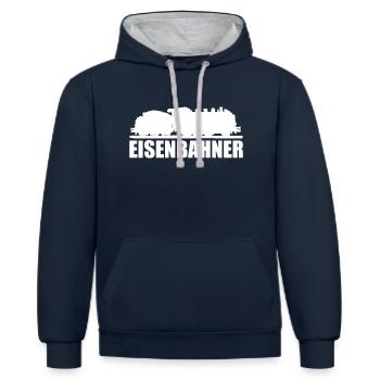 Eisenbahner - Kontrast-Hoodie - Navy/Grau meliert - Vorne - Nico (186cm)
