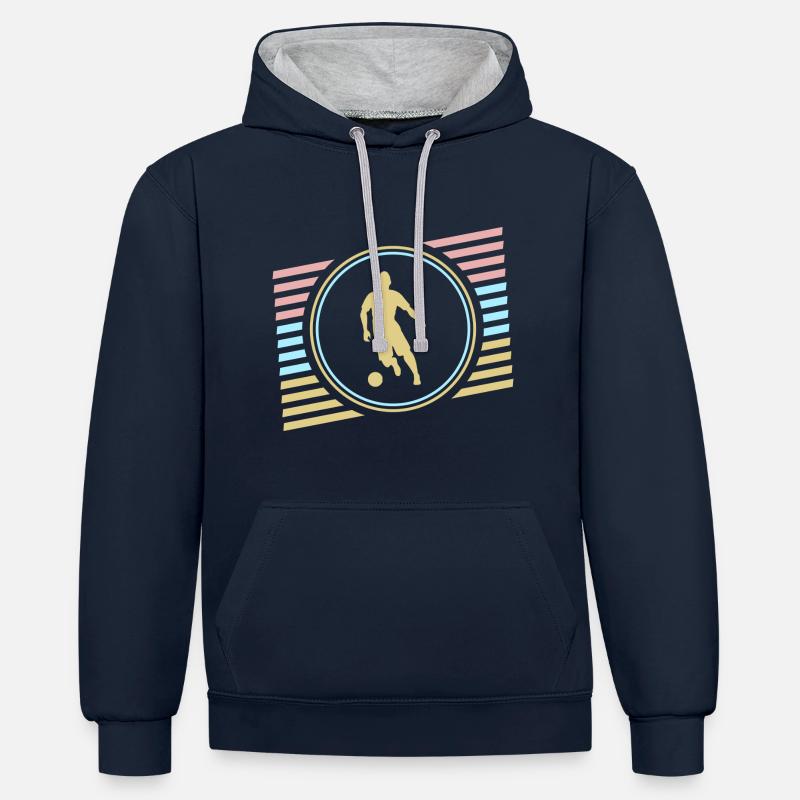 Fussball - Kontrast-Hoodie - Navy/Grau meliert