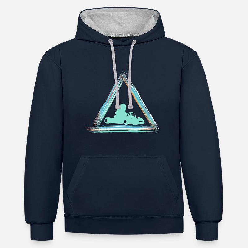 Gokart - Sweat à capuche contrasté - bleu marine/gris chiné
