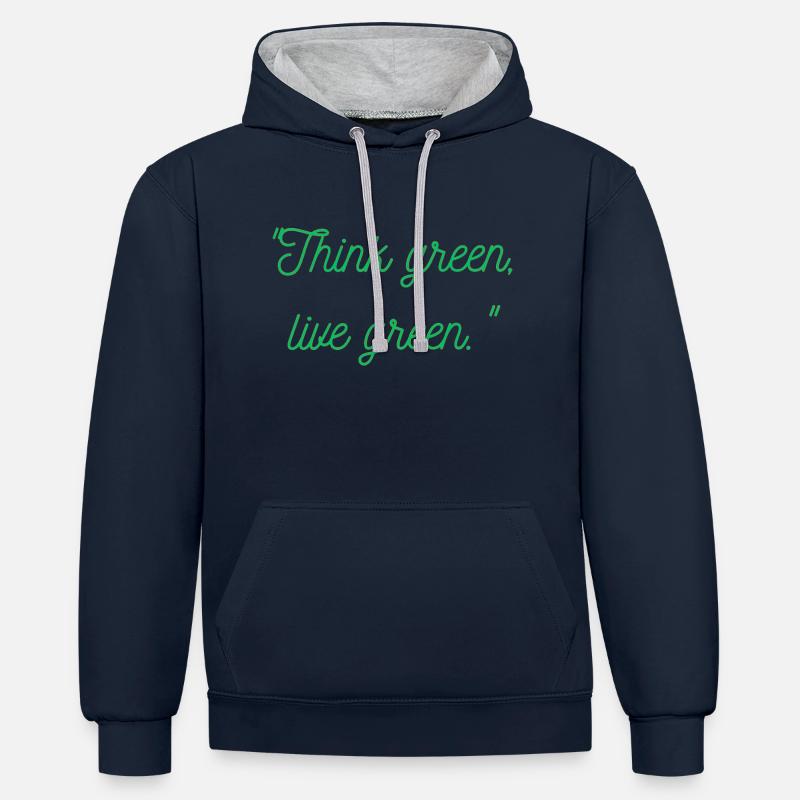 Pensez vert vivant vert - Sweat à capuche contrasté - bleu marine/gris chiné