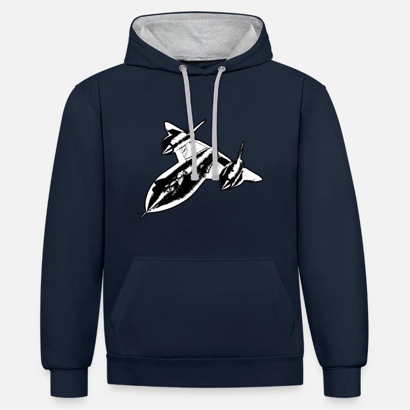 Blackbird Jet espionnage noir blanc - Sweat à capuche contrasté - bleu marine/gris chiné
