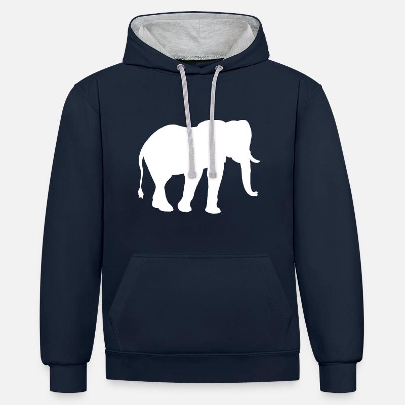 Éléphant d’Afrique - Sweat à capuche contrasté - bleu marine/gris chiné