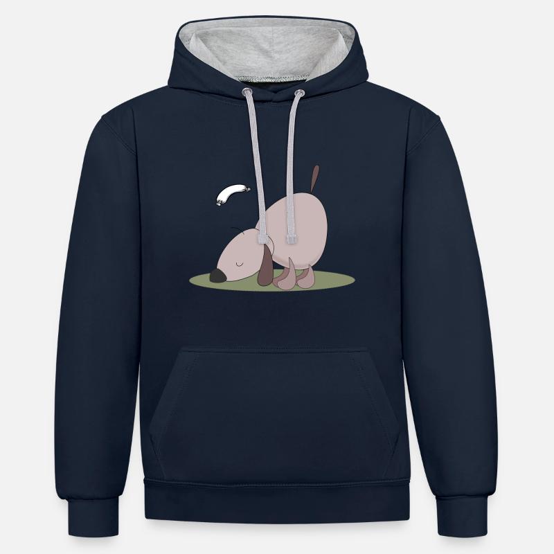 Concours alimentaire chien - Sweat à capuche contrasté - bleu marine/gris chiné