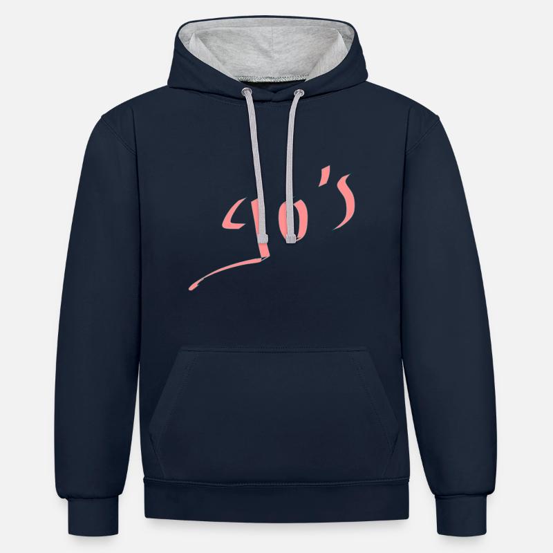 90's - Sweat à capuche contrasté - bleu marine/gris chiné