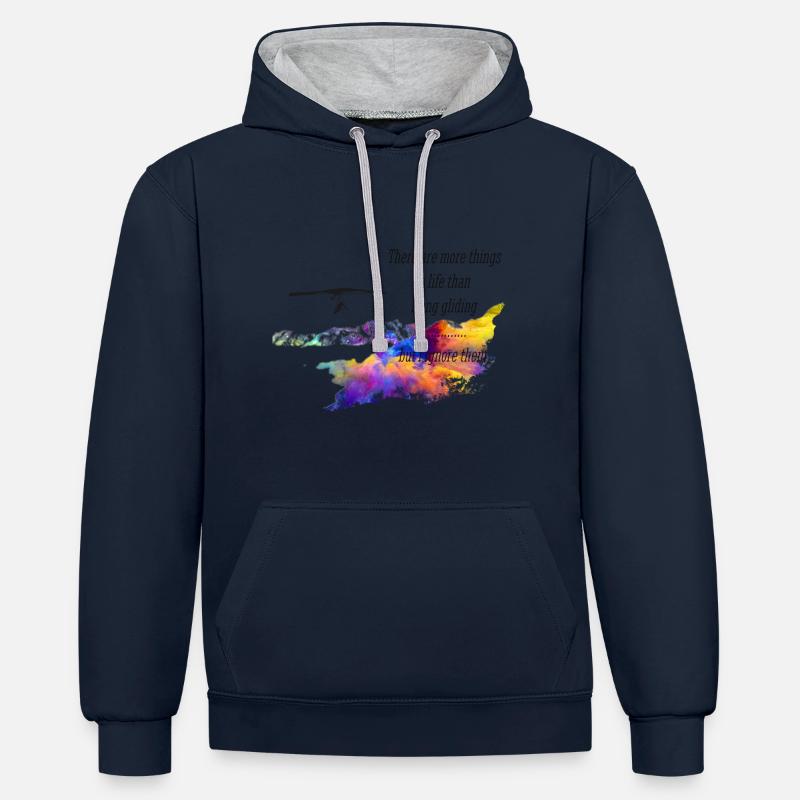 Deltaplane deltaplane - Sweat à capuche contrasté - bleu marine/gris chiné