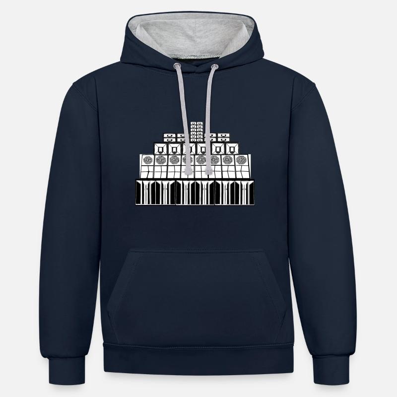 23 système de son - Sweat à capuche contrasté - bleu marine/gris chiné