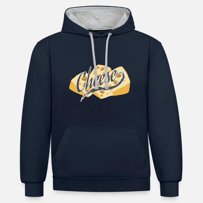 fromage - Sweat à capuche contrasté - bleu marine/gris chiné