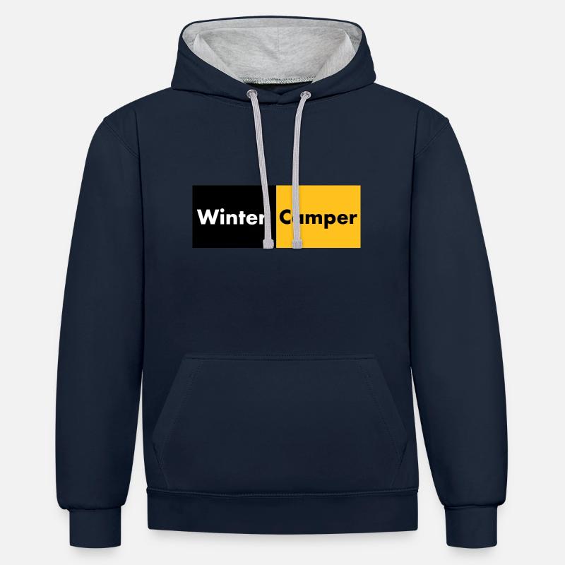 Winter Camper - Sweat à capuche contrasté - bleu marine/gris chiné