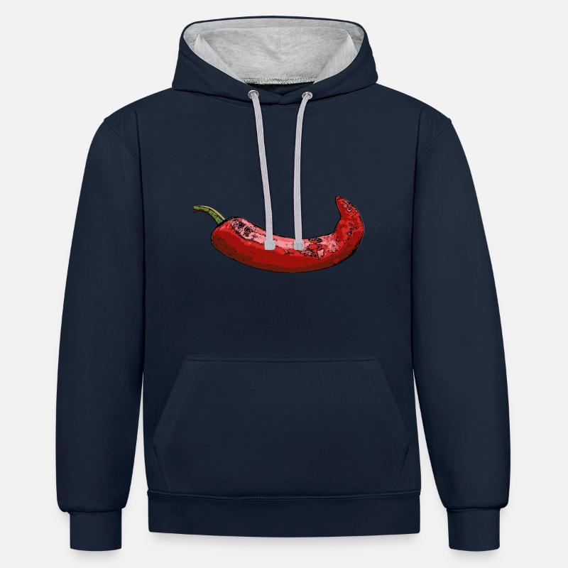 Chilli - Sweat à capuche contrasté - bleu marine/gris chiné