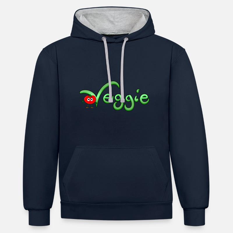 Veggie avec tomate - Sweat à capuche contrasté - bleu marine/gris chiné
