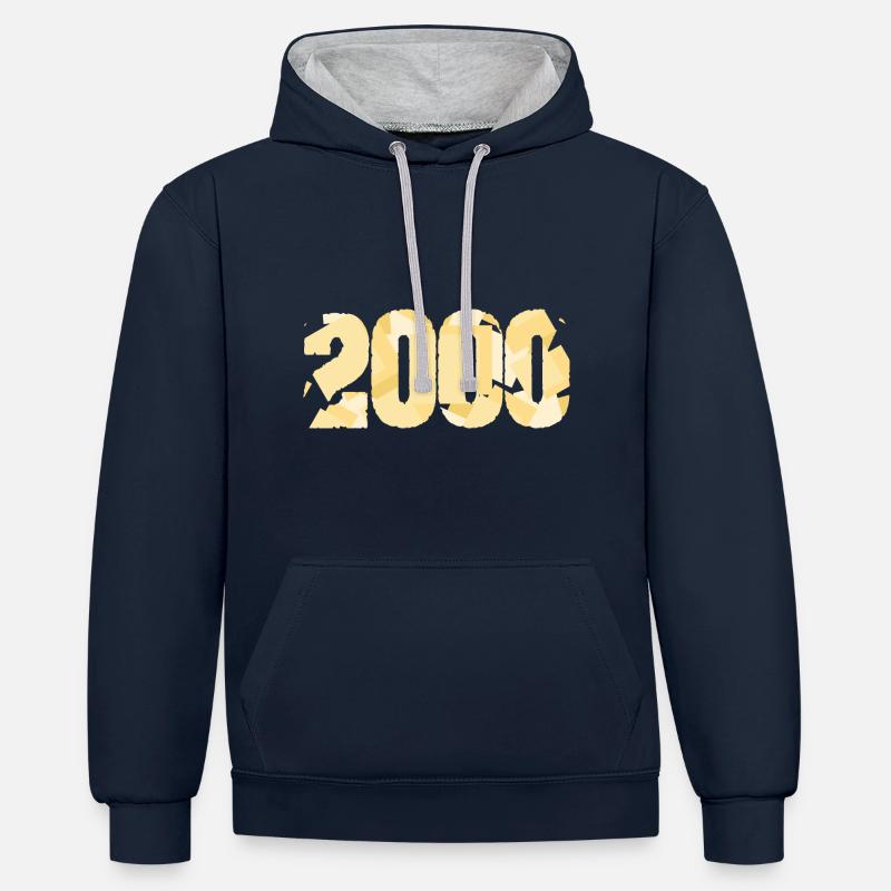 2000 - Sweat à capuche contrasté - bleu marine/gris chiné