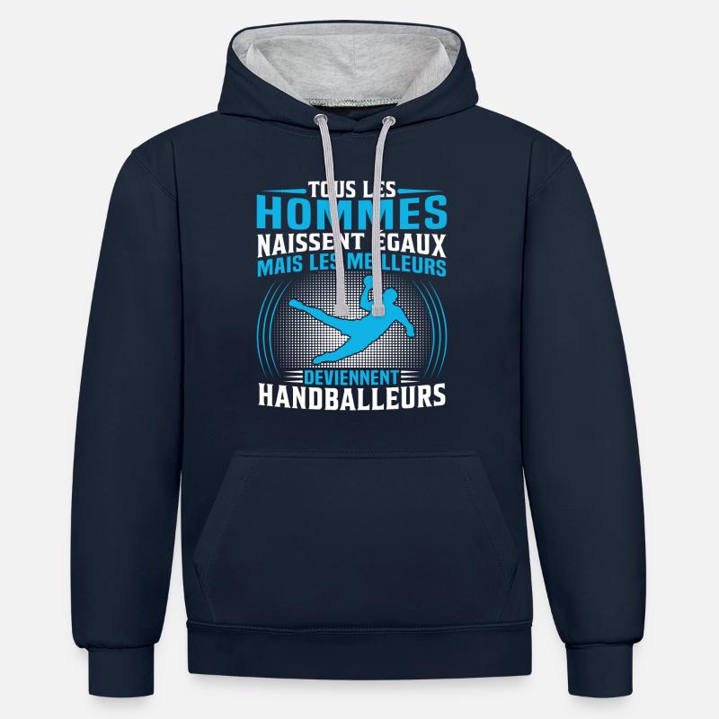 les meilleurs deviennent handballeurs - Sweat à capuche contrasté - bleu marine/gris chiné