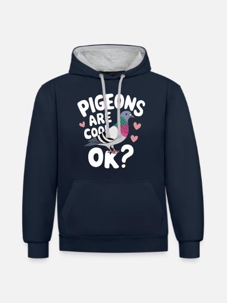 Taube Tauben Tier Vogel - Kontrast-Hoodie - Navy/Grau meliert