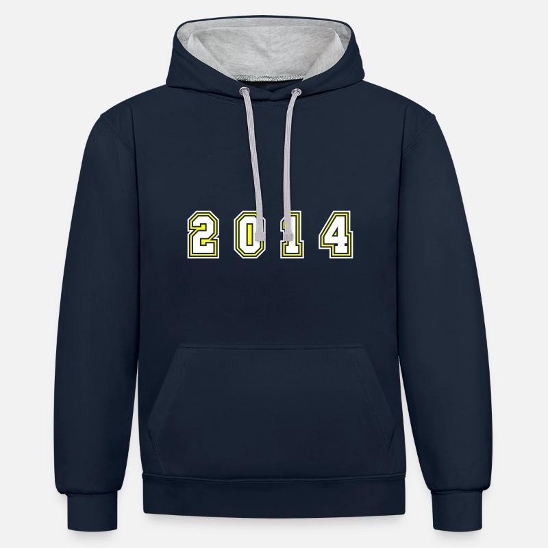 Numéro de l’année 2014 - Sweat à capuche contrasté - bleu marine/gris chiné
