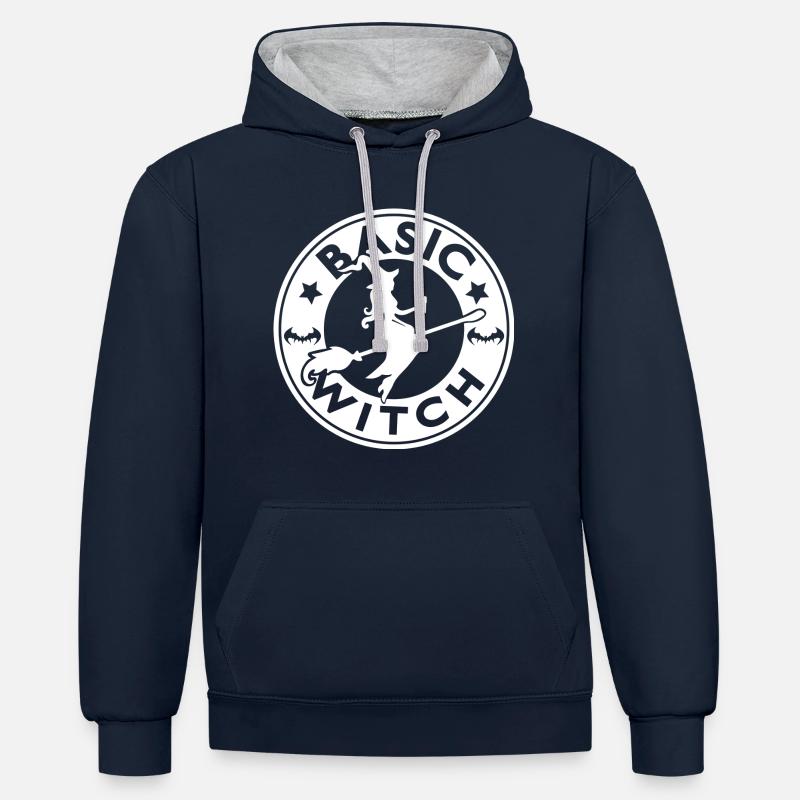 Café sorcière - Sweat à capuche contrasté - bleu marine/gris chiné