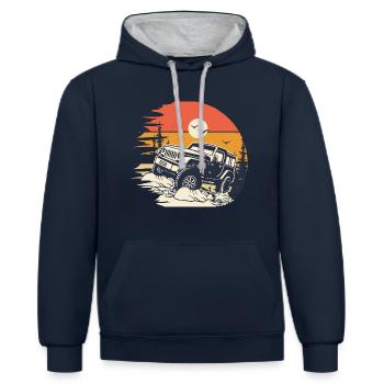 4x4 offroad 4X4 humour off road - Sweat à capuche contrasté - bleu marine/gris chiné - Devant - Nico (186cm)