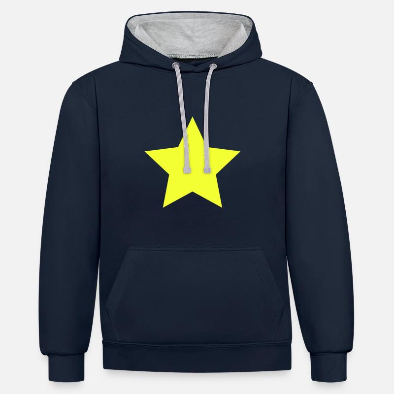 étoile jaune étoile jaune - Sweat à capuche contrasté - bleu marine/gris chiné