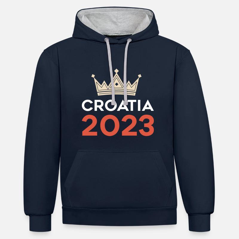 Croatie 2023 - Sweat à capuche contrasté - bleu marine/gris chiné