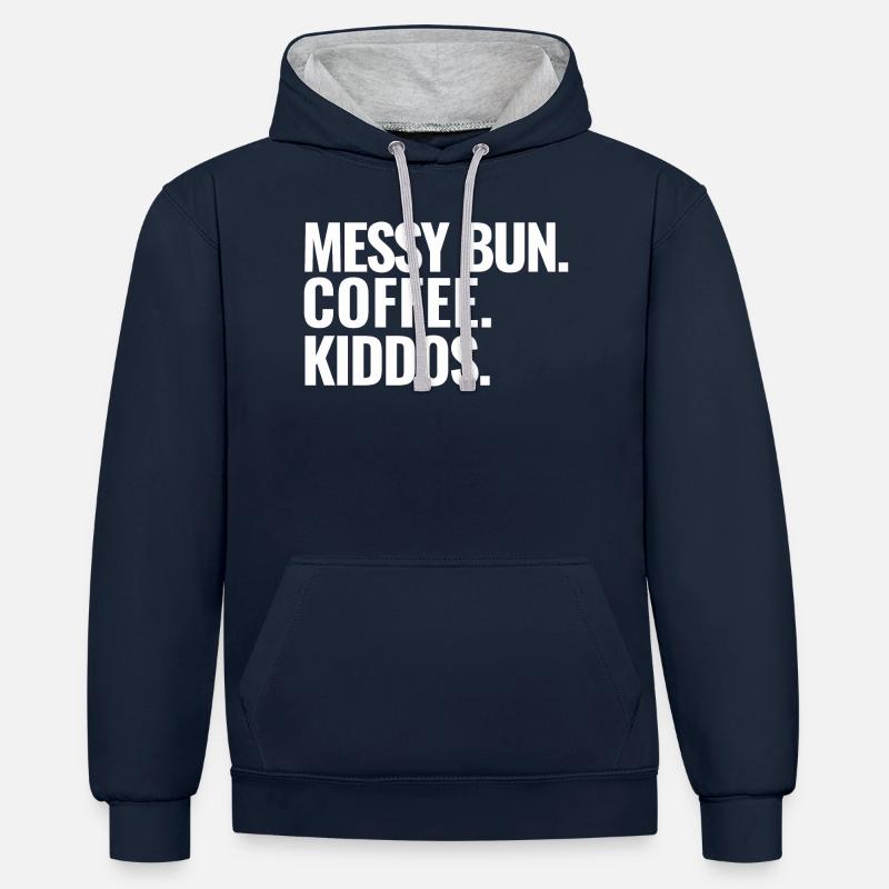 Café Messy Bun - Sweat à capuche contrasté - bleu marine/gris chiné