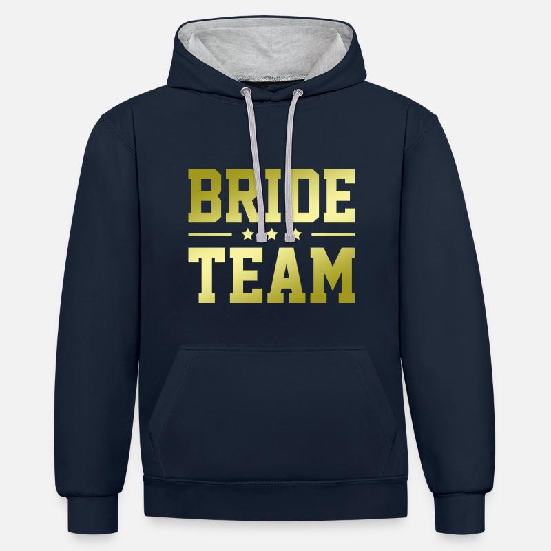 Équipe de la mariée - Sweat à capuche contrasté - bleu marine/gris chiné