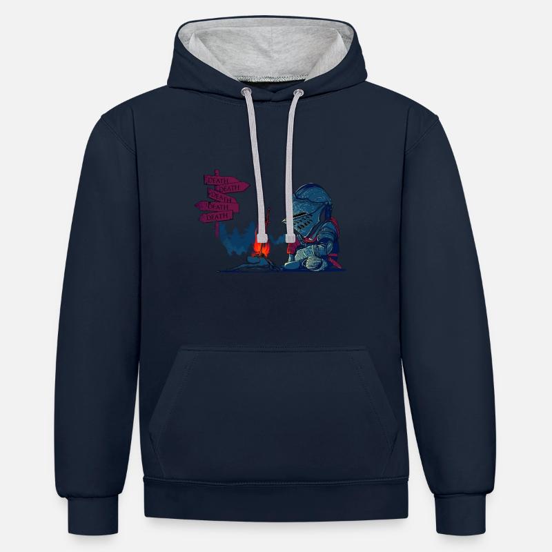 Dark deathtiny - Sweat à capuche contrasté - bleu marine/gris chiné