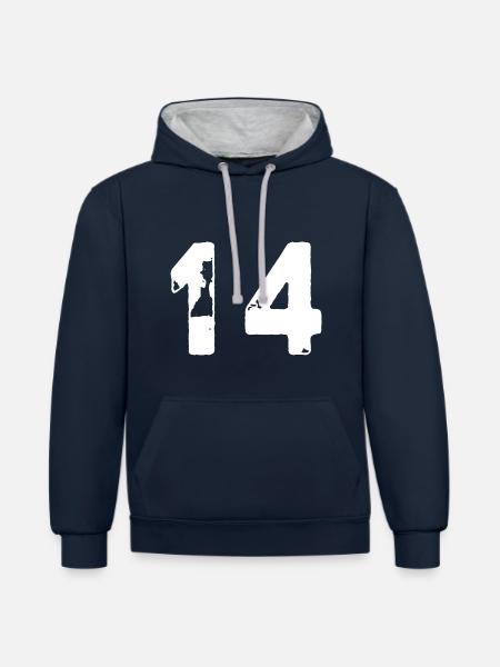 14 Number jersey - Contrast hoodie - navy/heather grey