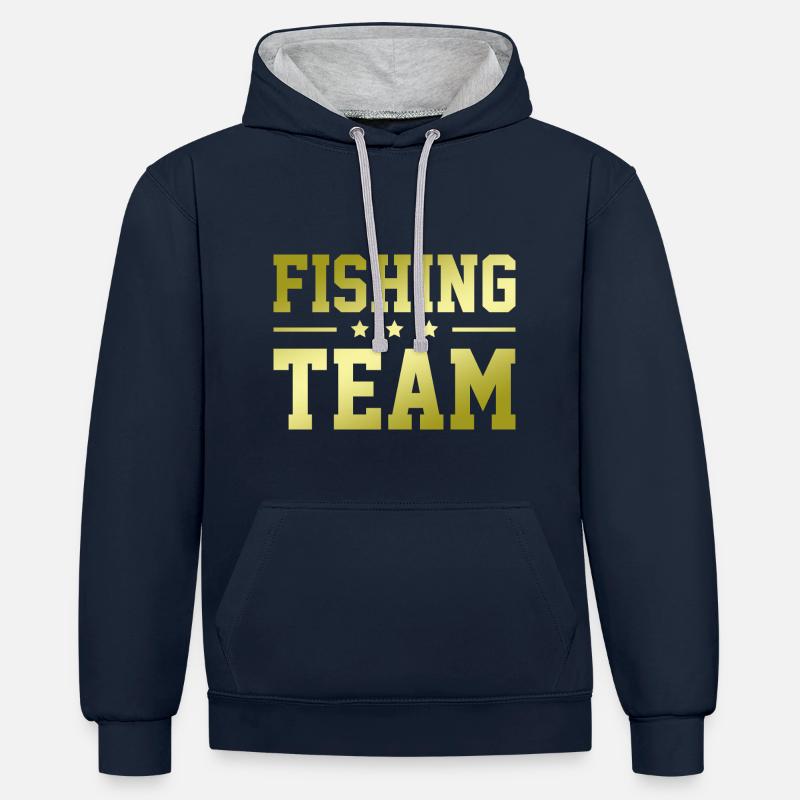 Équipe de pêche - Sweat à capuche contrasté - bleu marine/gris chiné