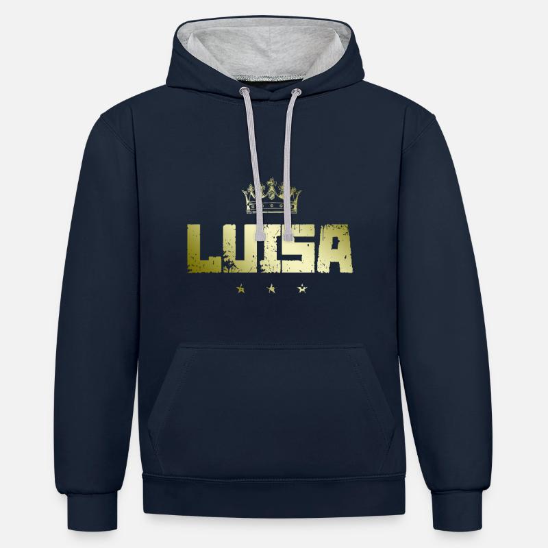 Luisa - Sweat à capuche contrasté - bleu marine/gris chiné