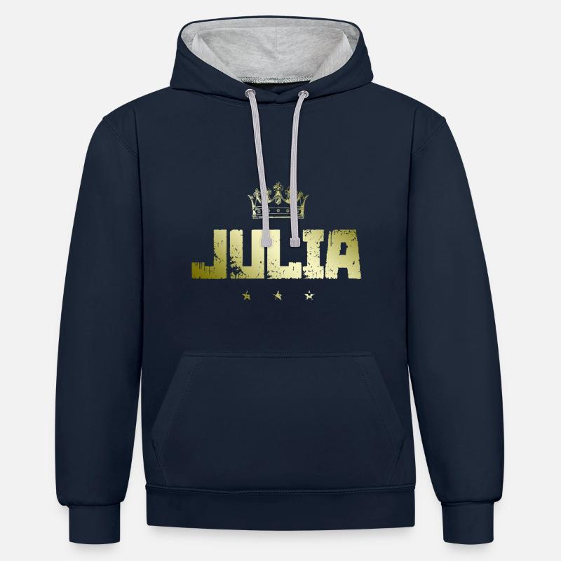 Juliette - Sweat à capuche contrasté - bleu marine/gris chiné